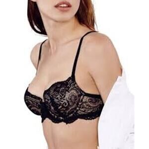 Third Love Women 24/7 Lace Balconette Bra Black Memory Foam Wired 32F